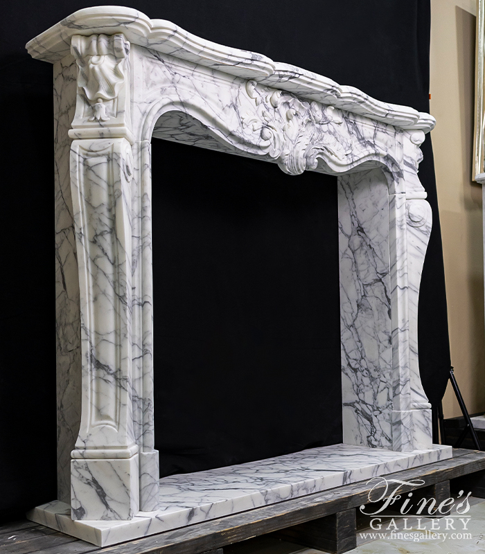 Marble Fireplaces  - Calacatta Marble Fireplace Mantel In Louis XVII Style - MFP-2409